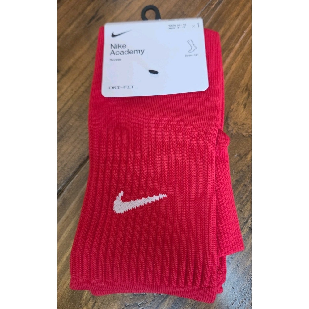NEW NIKE Academy Red Knee High Dri-Fit Sports Socks Men 8-12 Women 10-13 Soccer